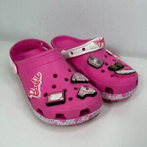 Crocs Classic Barbie Adult Women's Sz 8 Electric Pink w/Jibbitz Charms Slip On